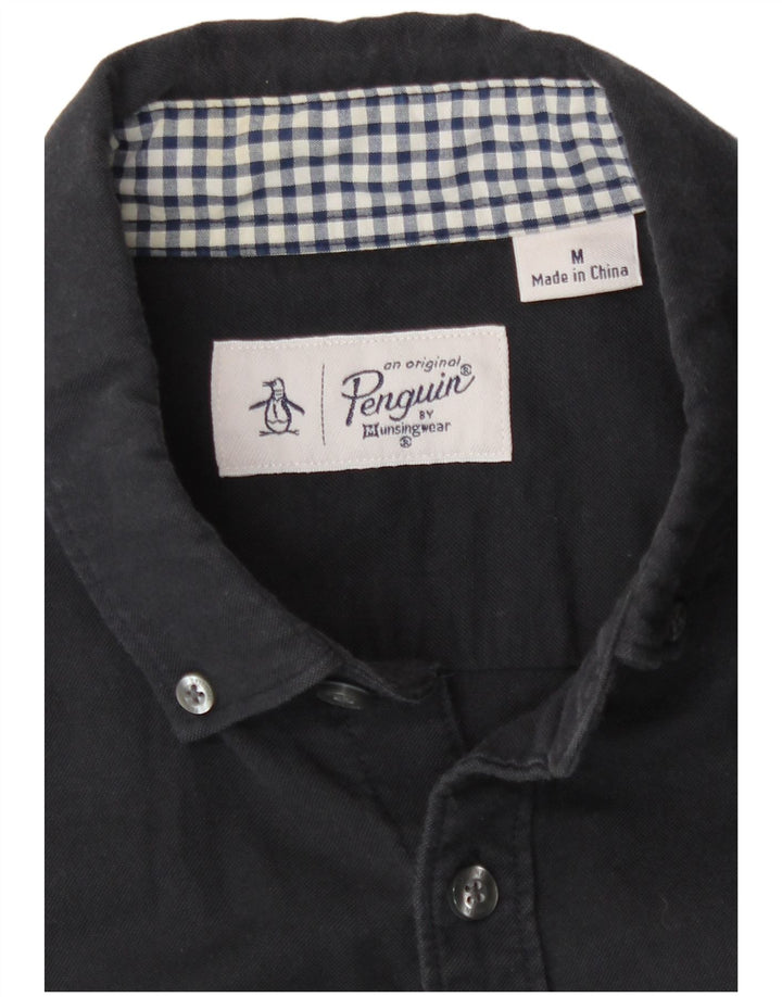 Camicia da uomo Penguin in cotone nero medio