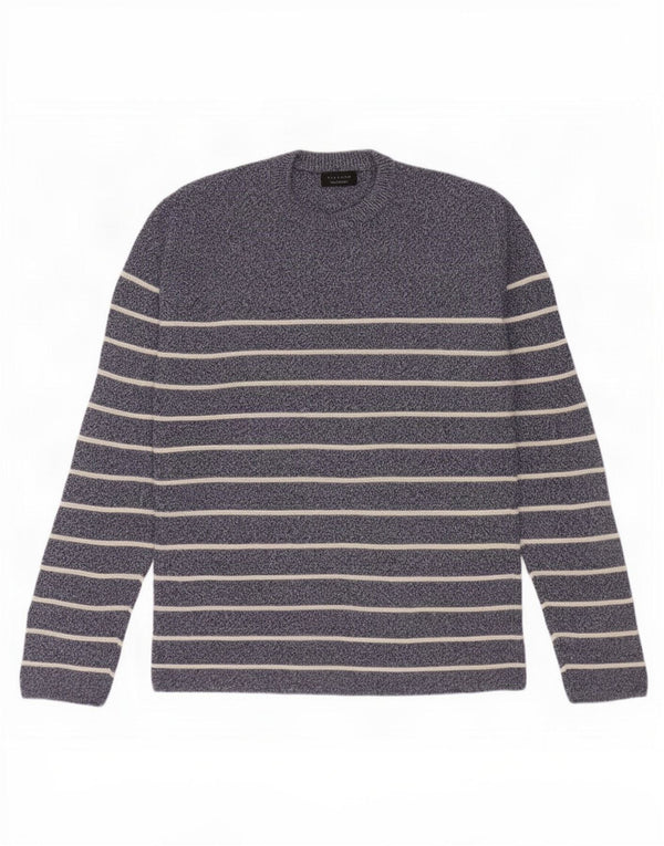Maglione girocollo da uomo Zara in cotone a righe grandi blu navy