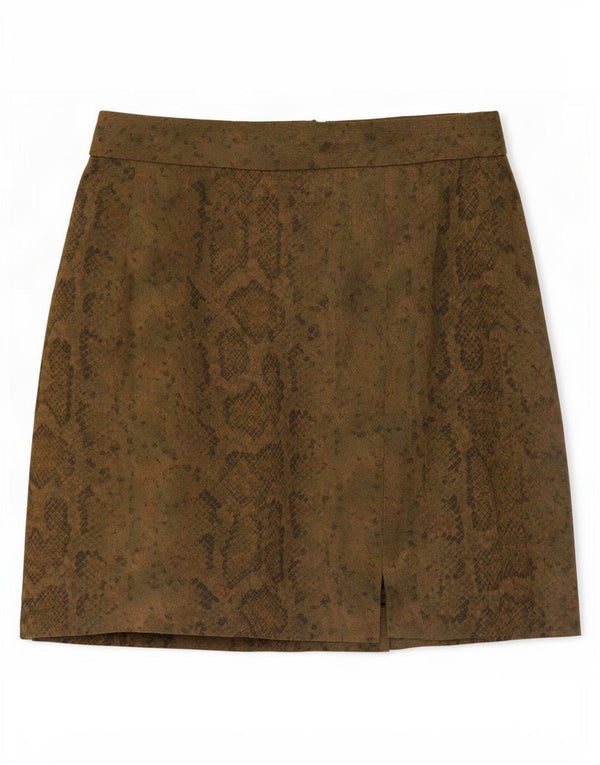 Minigonna vintage da donna IT 44 media W27 stampa animalier kaki