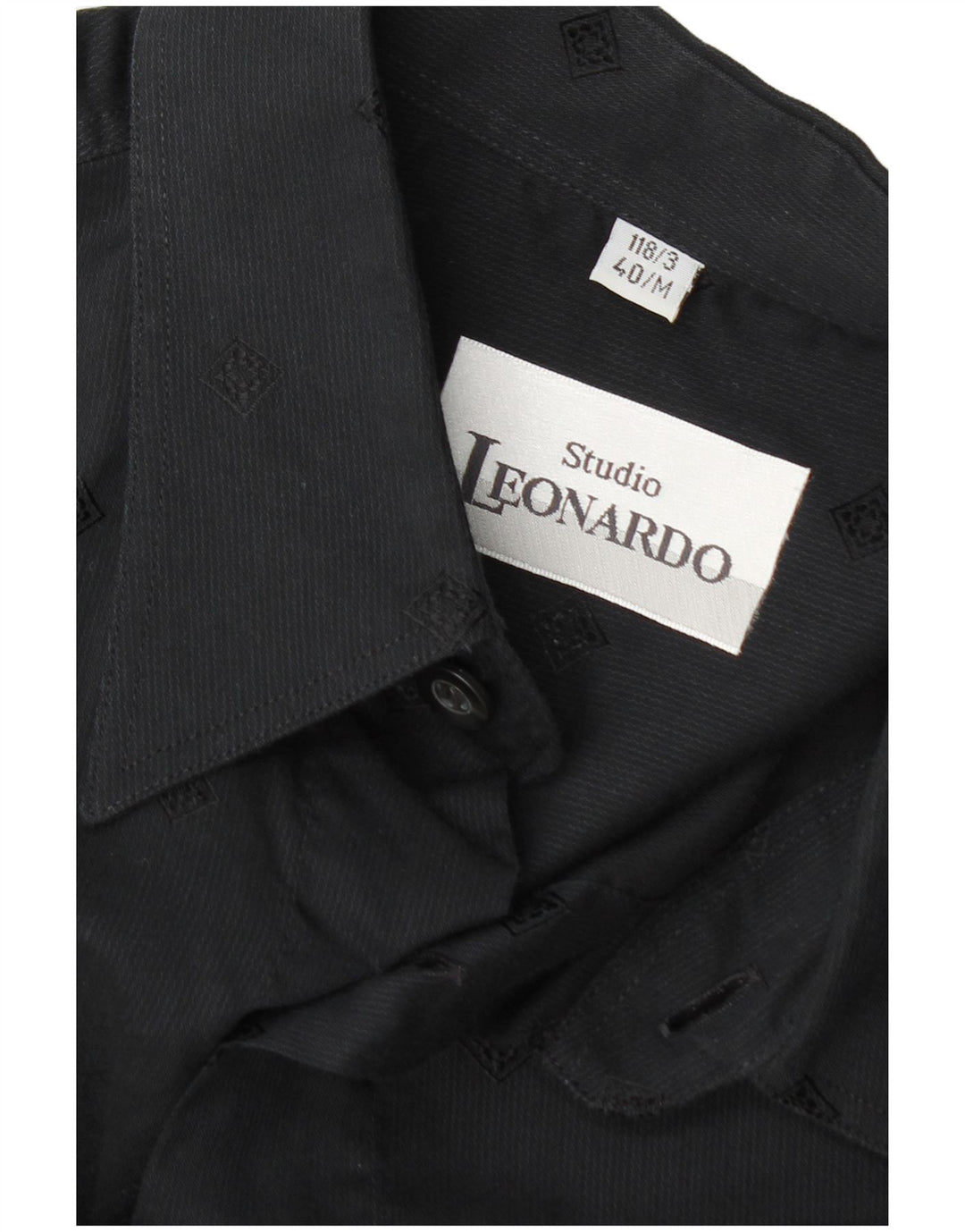 Studio Leonardo Herren-Kurzarmhemd, Größe 40, mittelschwarz, geometrisch