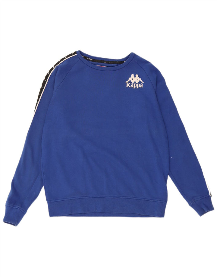 KAPPA Mens Graphic Sweatshirt Jumper Small Blue Colourblock Cotton