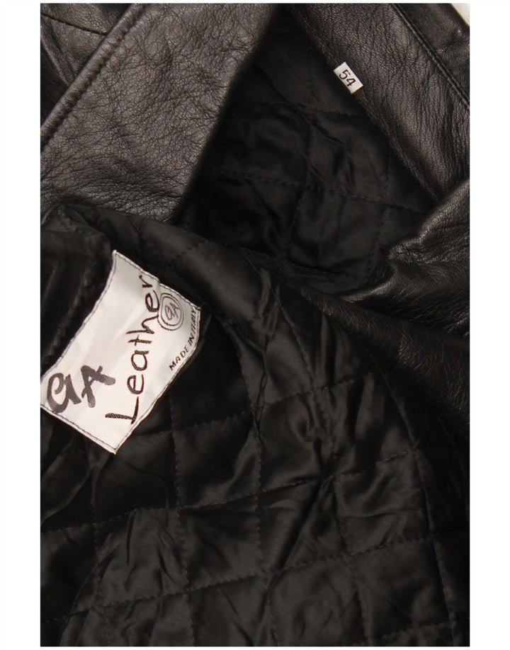 Vintage Herre Læderjakke IT 54 2XL Sort Læder