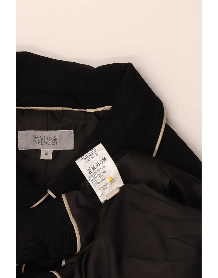 Marks & Spencer Damen Kurzer Trenchcoat UK 16 Large Schwarz Polyester