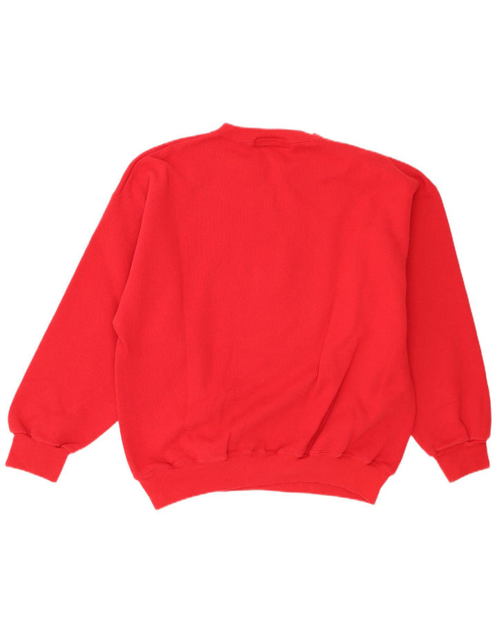 Vintage Mens Graphic Sweatshirt Jumper XL Red Cotton