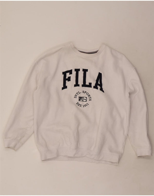 Fila Mens Graphic Sweatshirt Jumper Large White Cotton