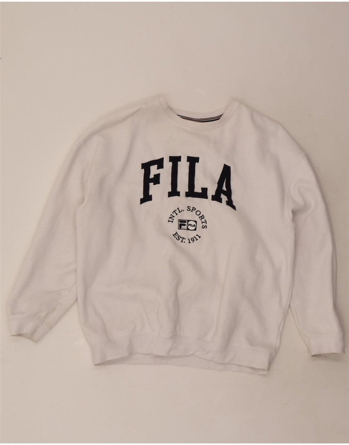 Fila Mens Graphic Sweatshirt Jumper Large White Cotton