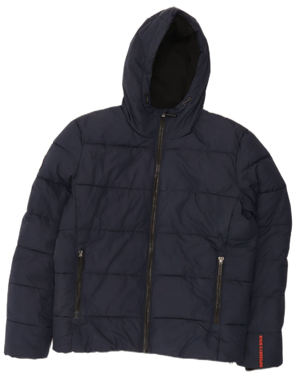 Superdry Chaqueta acolchada con capucha para hombre UK 38 Medium Azul marino Poliéster
