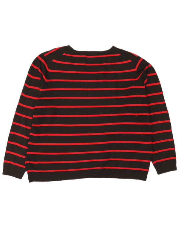 Marks & Spencer Womens V-Neck Jumper Sweater UK 22 2XL Black Striped