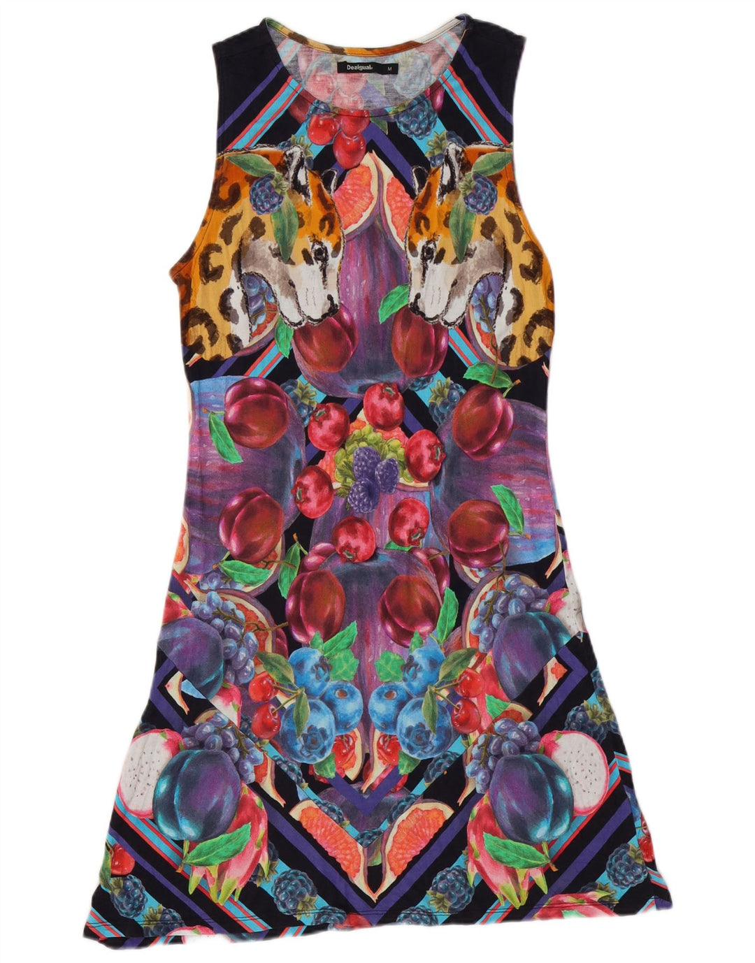 Desigual Kvinders Abstrakt Mønster A-Line Kjole UK 12 Medium Flerfarvet