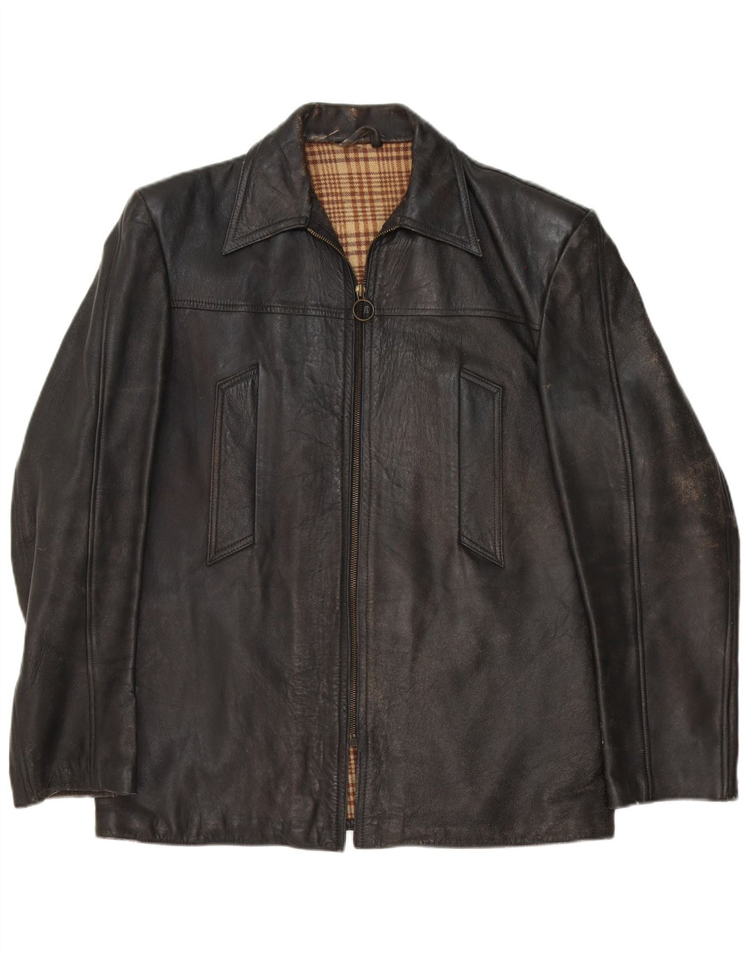Jachetă de piele vintage pentru bărbați UK 40 Large Black