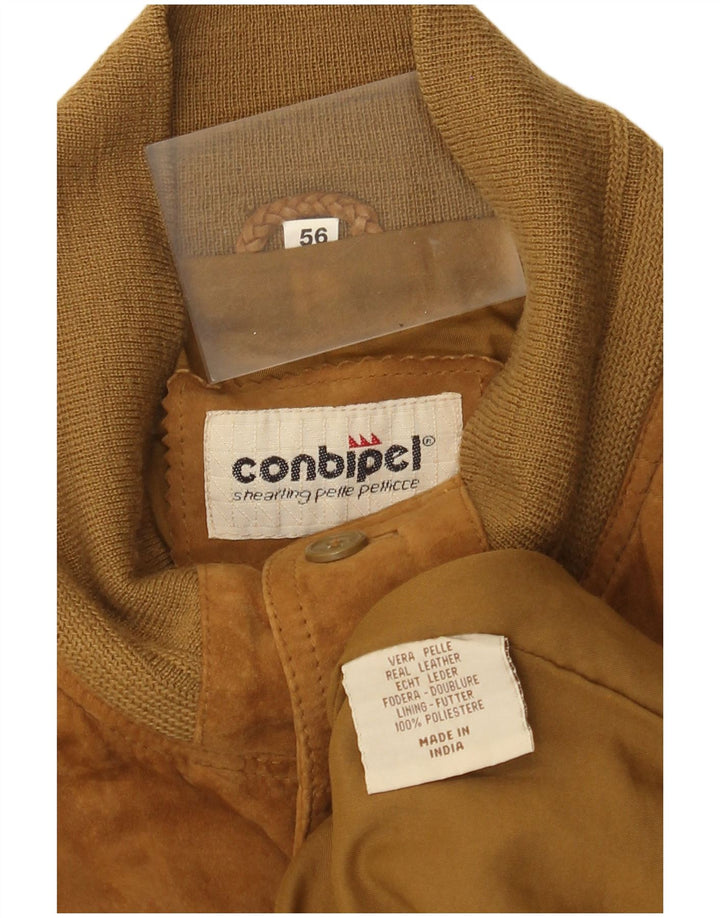 Conbipel Mens Suede Bomber Jacket IT 56 2XL Beige Leather