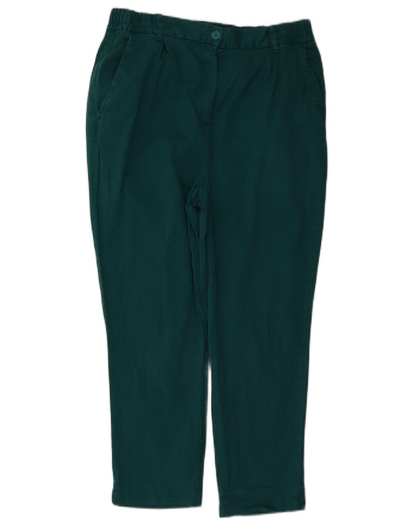 Benetton Womens Cropped Trousers UK 12 Medium W32 L25 Grøn bomuld