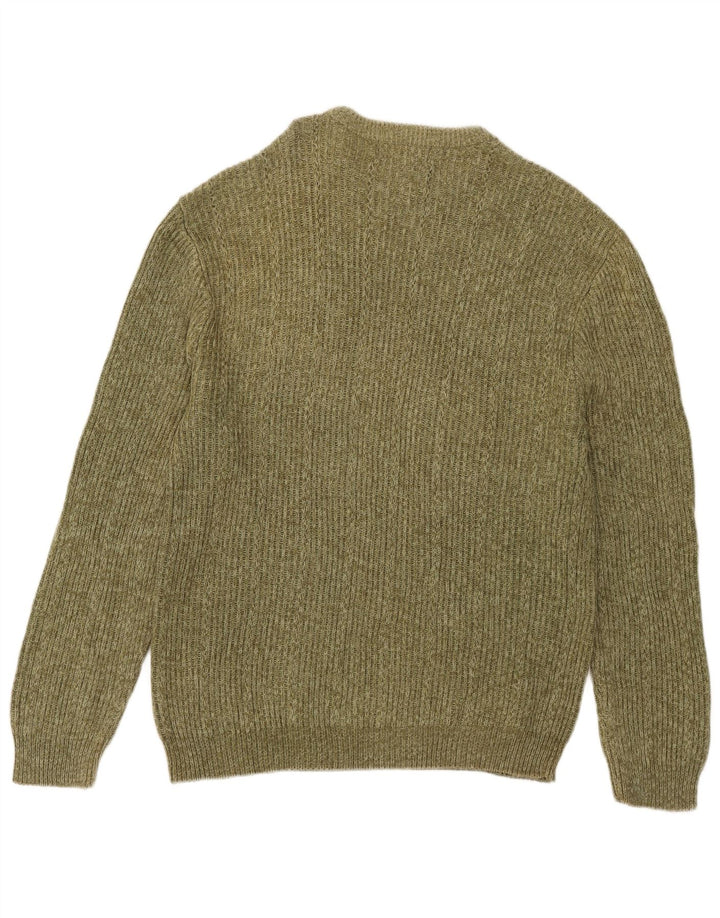Chaps Mens Crew Neck Jumper Sweater Large Green Flecked Cotton