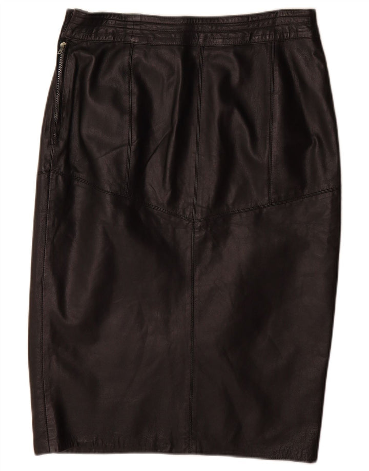 Vintage Damen Leder Bleistiftrock W32 Groß Schwarz