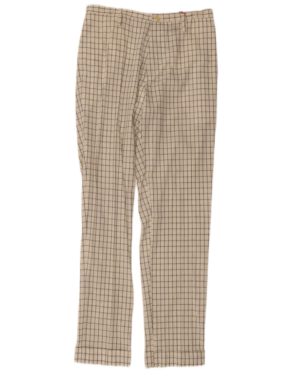 Vintage Womens Straight Chino Trousers IT 44 Medium W30 L31 Off White Check