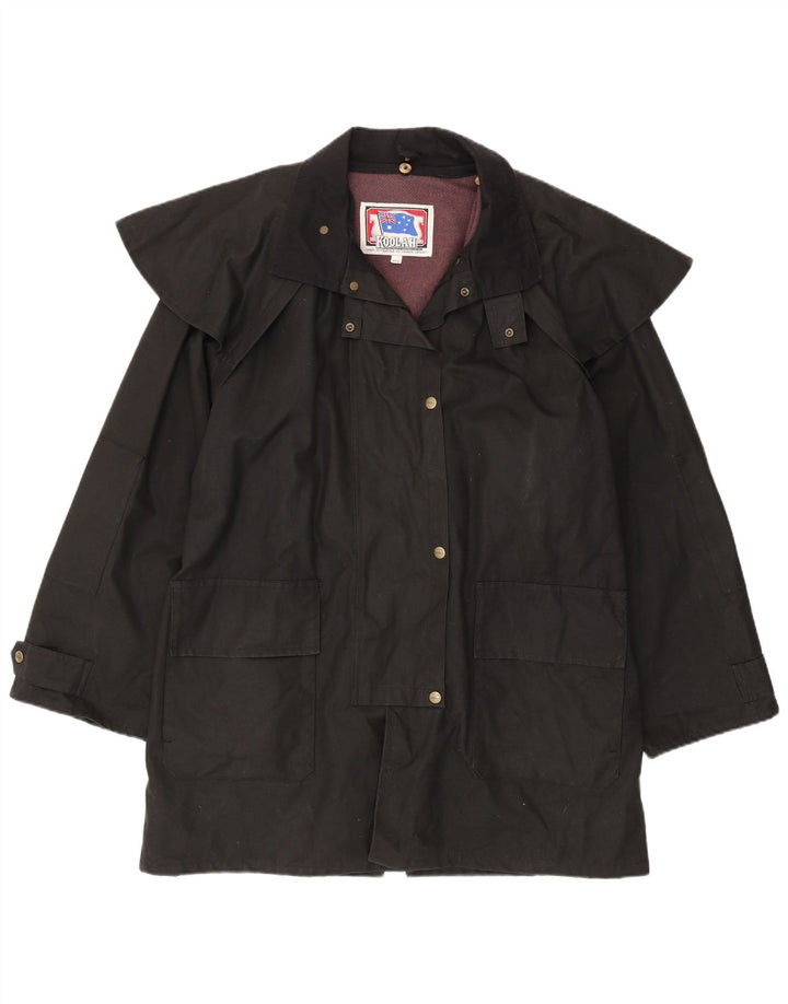 Koolah Womens Oversized Waxed Cotton Capelet Coat UK 14 Medium Black