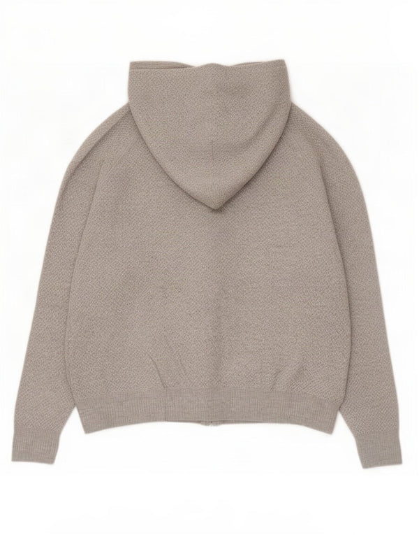Marks & Spencer Womens Hooded Zip Neck Jumper Sweater UK 14 Medium Grey