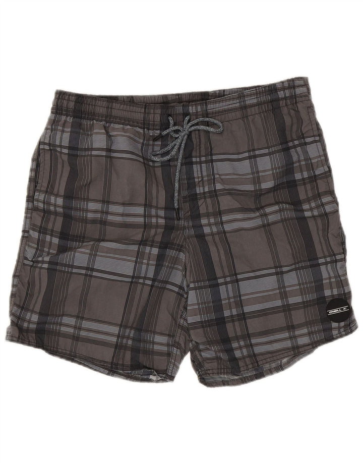 O'Neill Mens Swimming Shorts Medium Grey Check Polyester