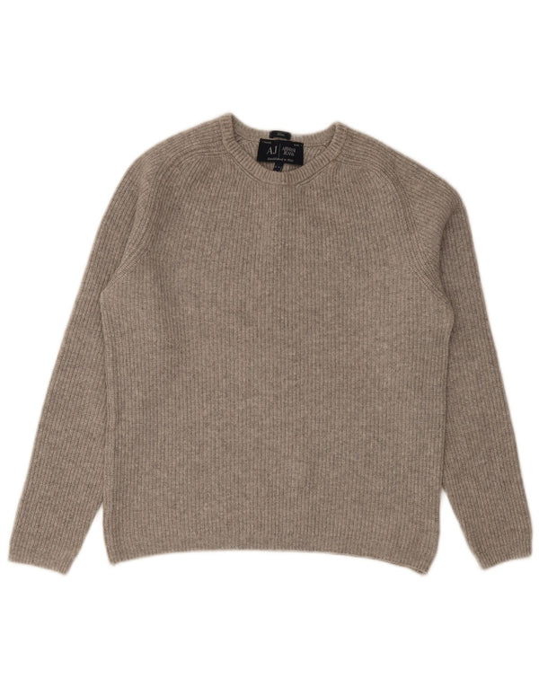 Armani Uomo Maglione Girocollo Slim Fit Maglione Grande Cotone Grigio