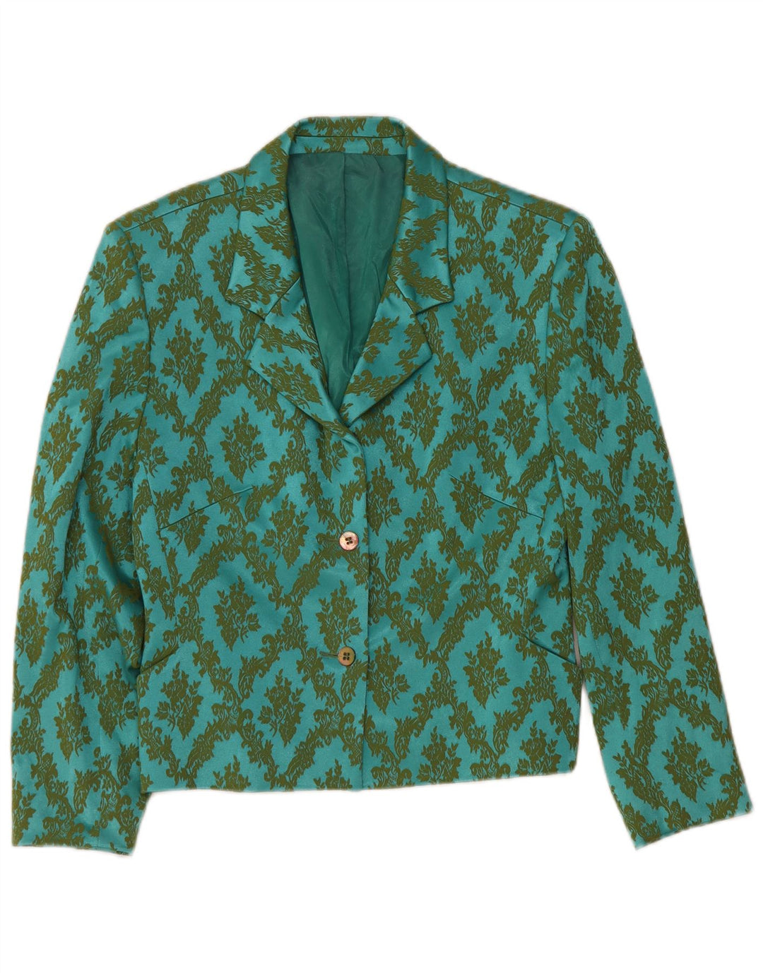 Oilily Damen Crop 2 Button Blazer Jacke EU 38 Mitteltürkis Paisley