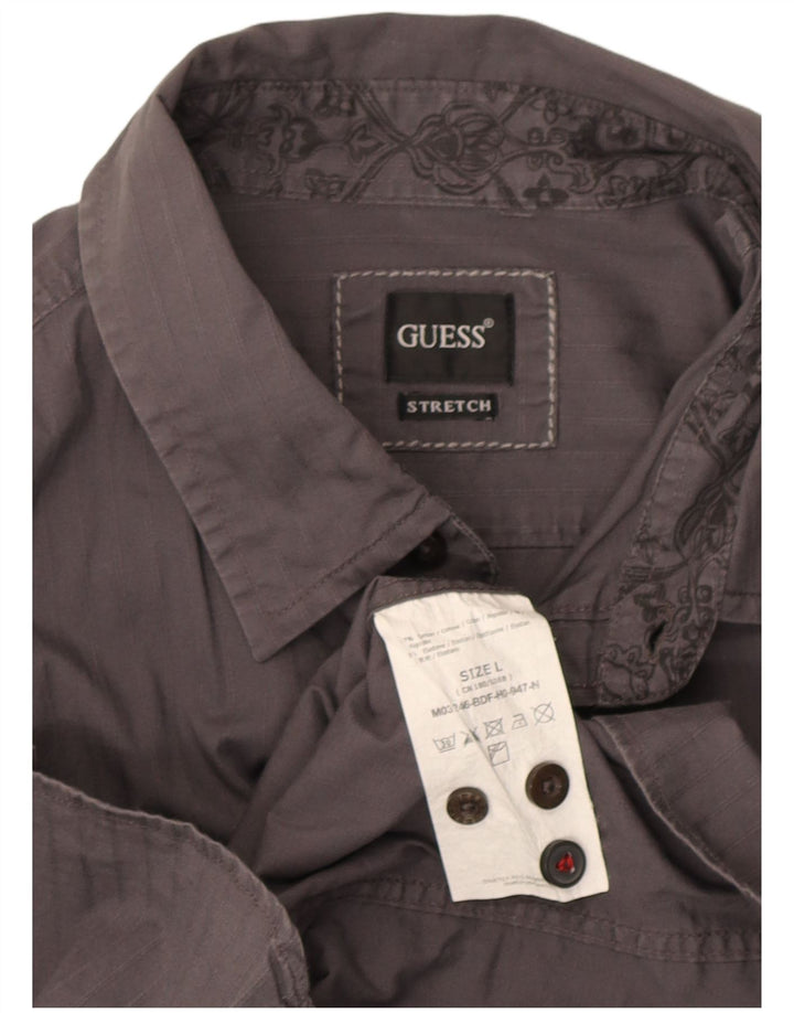 Camicia Uomo Guess Large Grigio Cotone