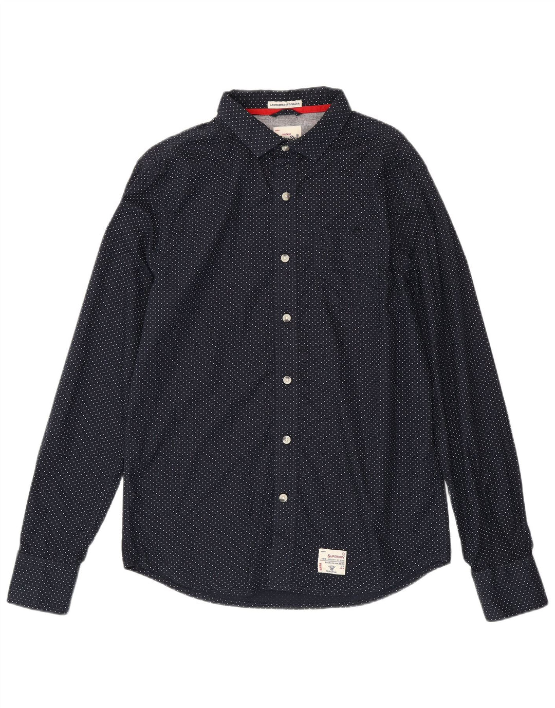 Camicia da uomo Superdry XL in cotone a pois blu navy