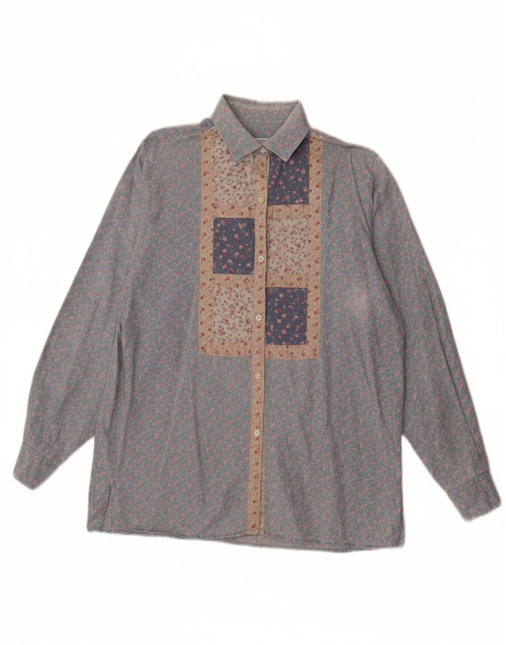 BENETTON Womens Shirt UK 16 Large Blue Floral Vintage Benetton and Second-Hand Benetton from Messina Hembry 