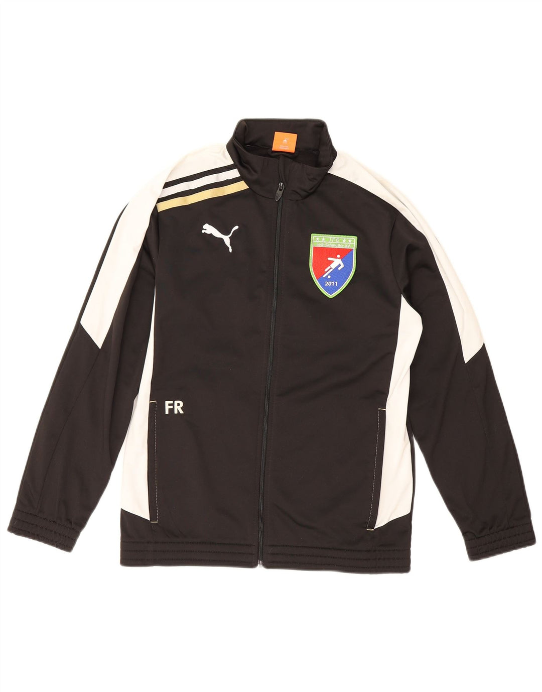 Puma Boys Graphic Tracksuit Top Jacket 13-14 Years Black Colourblock