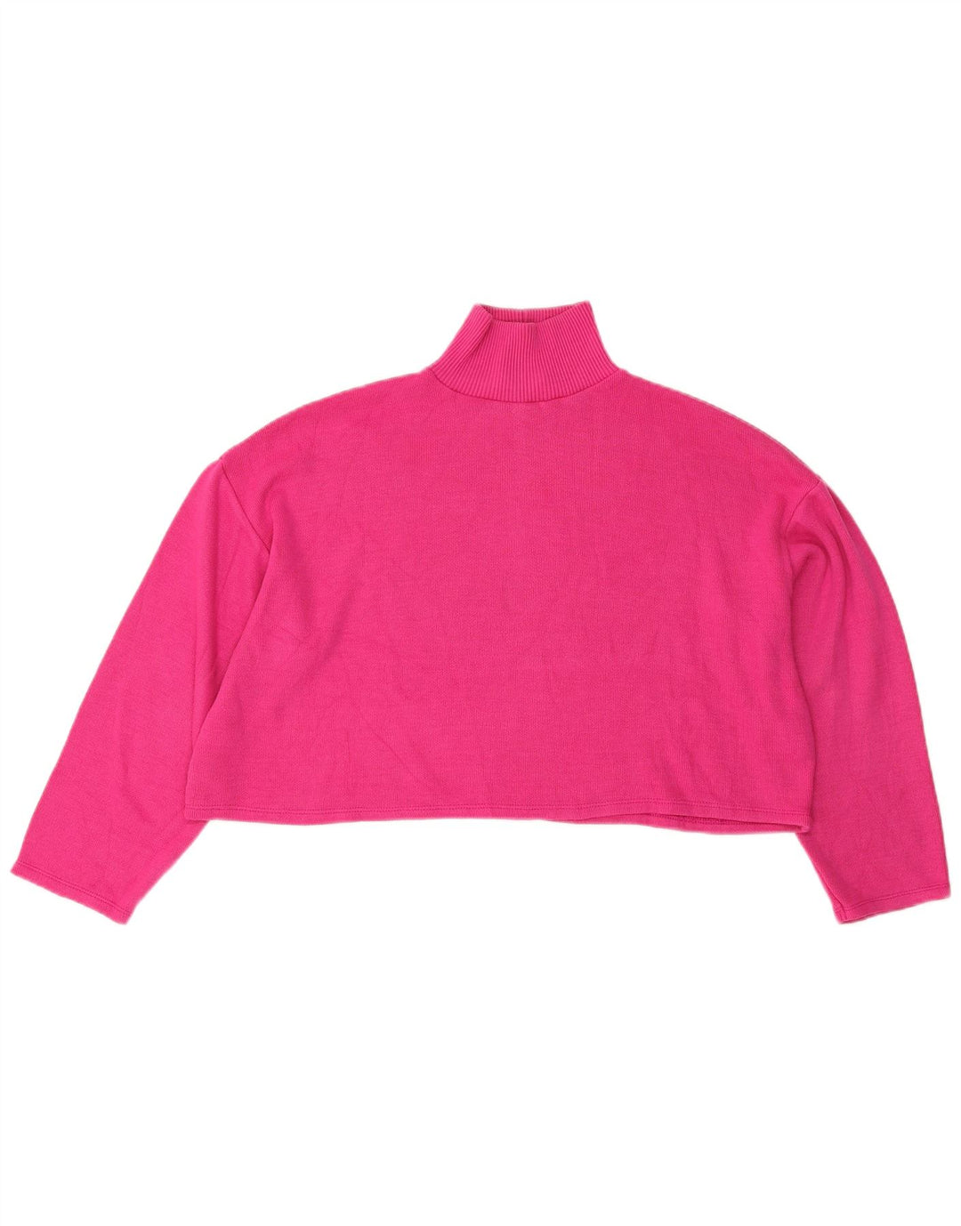 Zara Womens Crop Oversized Top Langærmet UK 12 Medium Pink Polyester