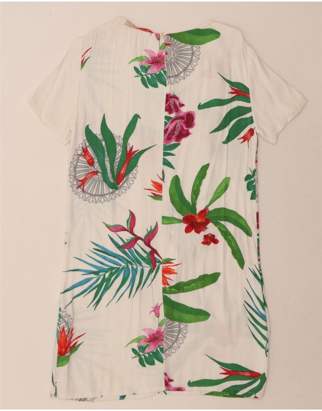 DESIGUAL Womens Shift Dress EU 38 Medium White Floral Viscose Vintage Desigual and Second-Hand Desigual from Messina Hembry 