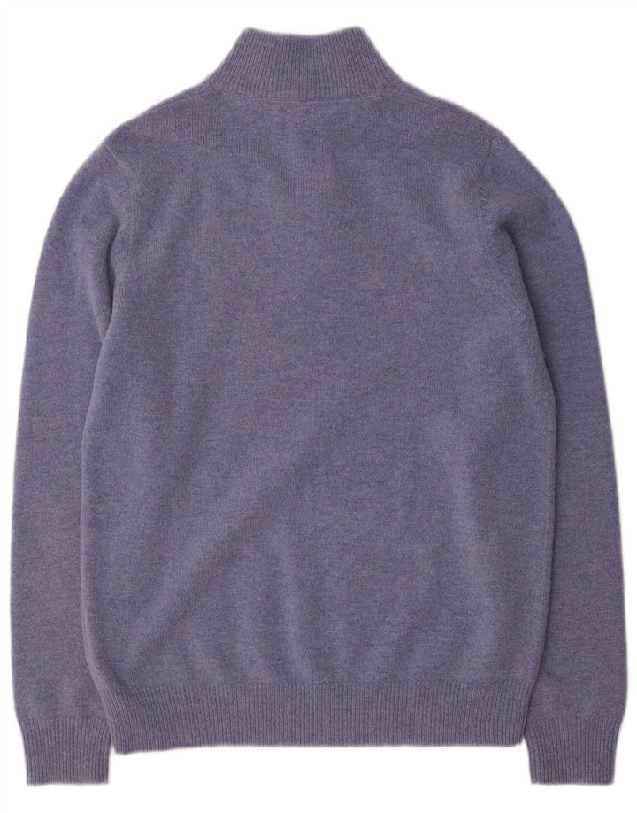 Crew Clothing Mens Button Neck Jumper Sweater Medium Blue Wool
