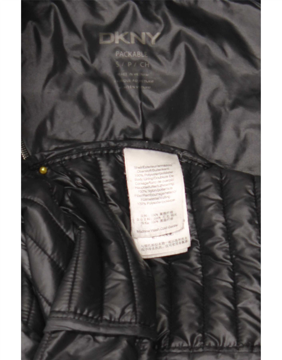 Dkny Abrigo acolchado con capucha para mujer UK 10 Small Poliéster negro