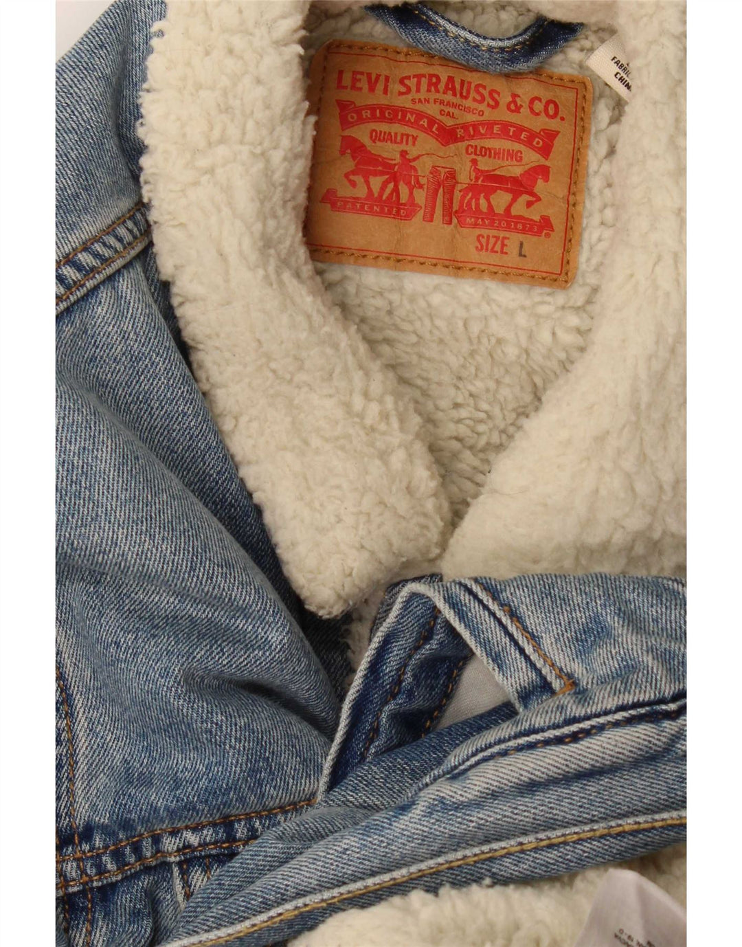 Męska kurtka dżinsowa Levi's Sherpa UK 40, duża niebieska