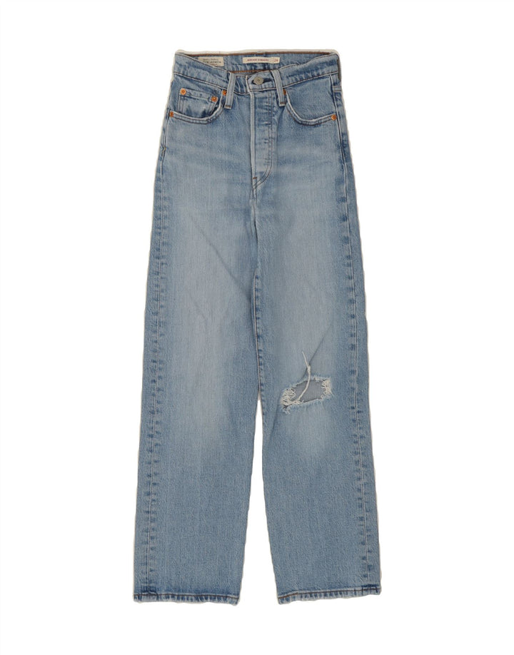 LEVI'S Womens Ribcage Distressed Straight Jeans W24 L27 Blue Cotton Vintage Levi's and Second-Hand Levi's from Messina Hembry 