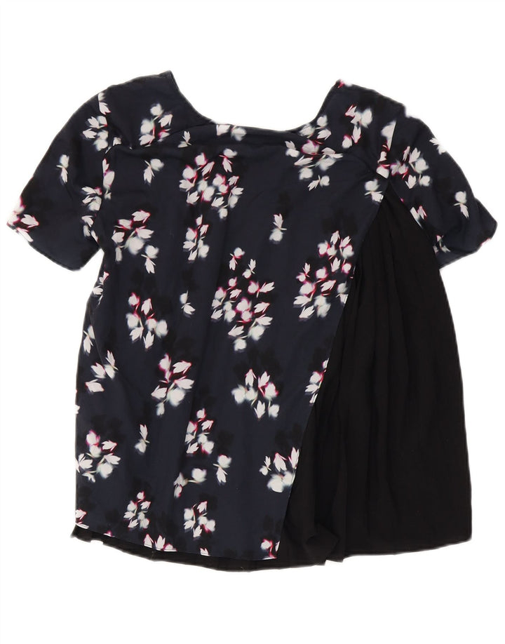 French Connection Womens Blouse Top UK 10 Small Black Floral Polyester