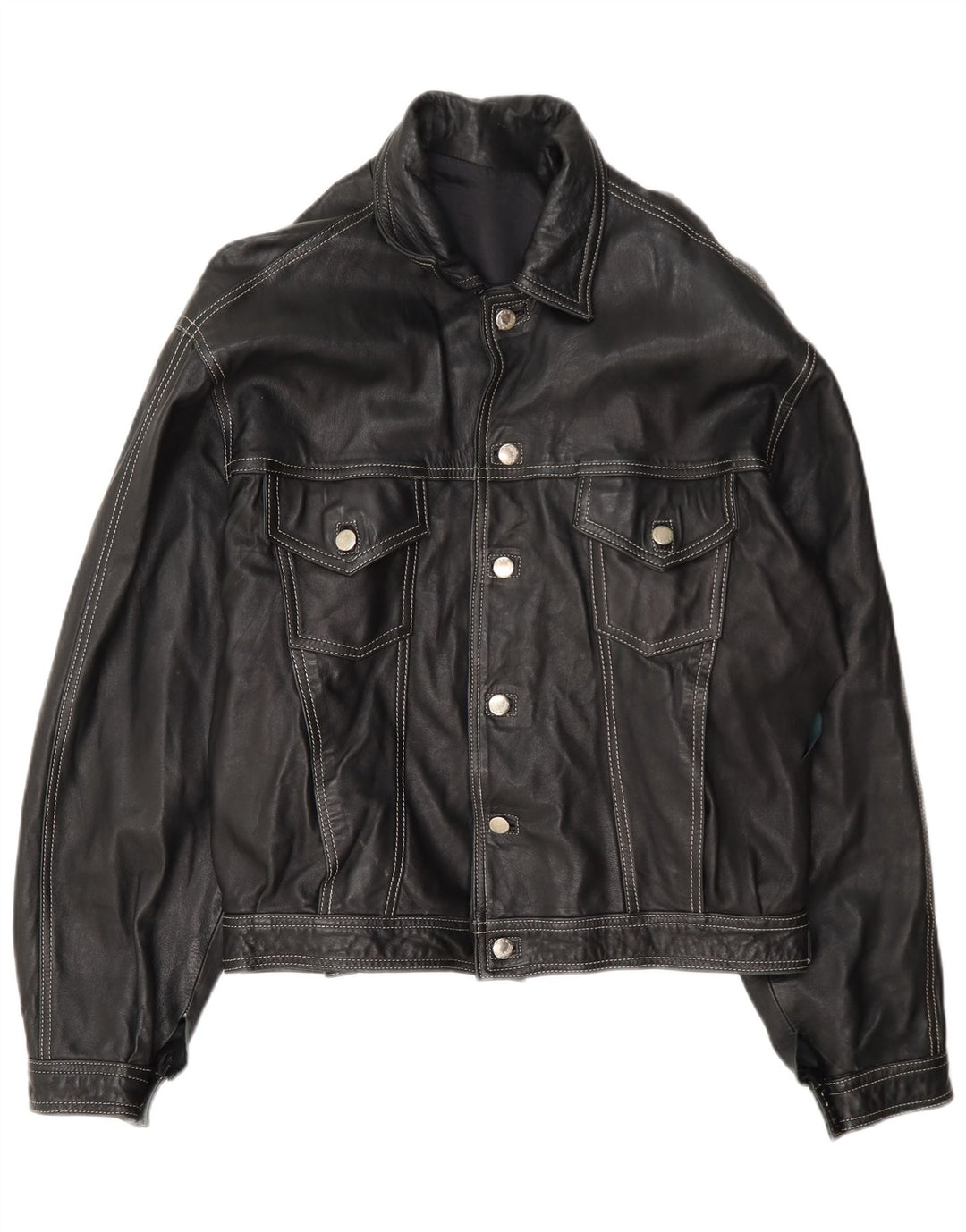Jachetă de piele vintage pentru bărbați UK 40 Large Black