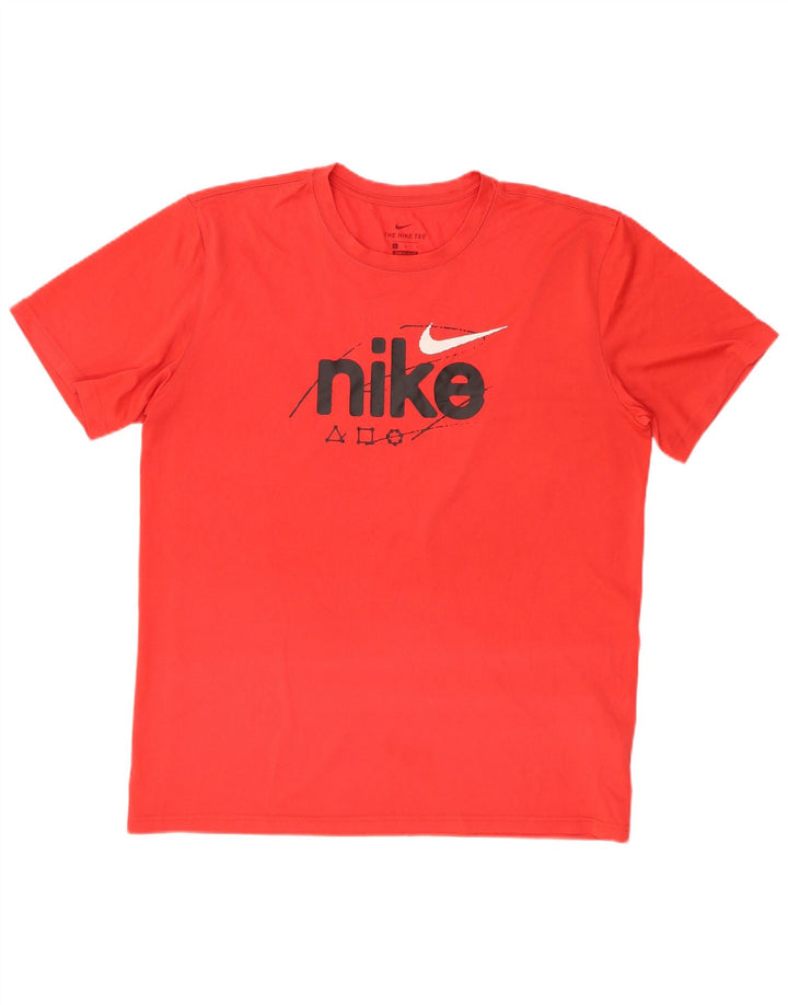 Ανδρικό γραφικό μπλουζάκι NIKE Dri Fit Top μεγάλο κόκκινο πολυεστέρα