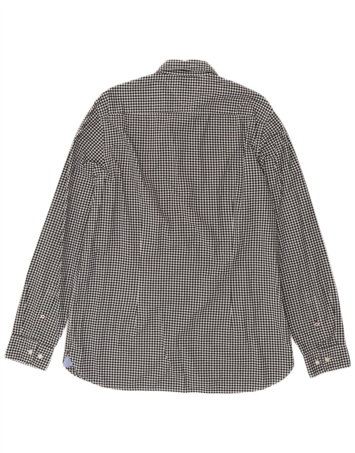 Tommy Hilfiger Mens Shirt XL Black Gingham Cotton