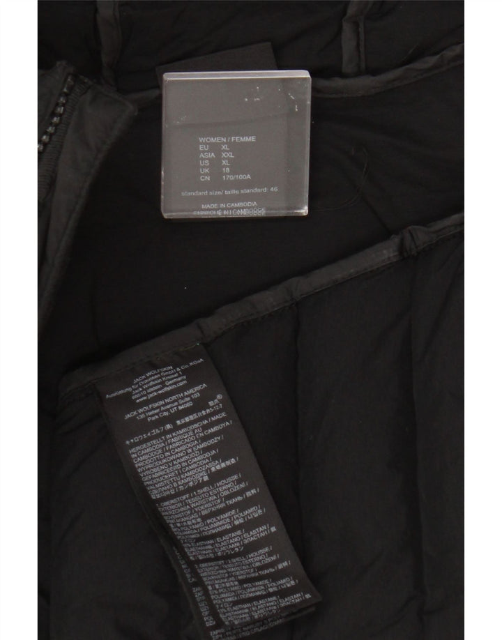 Jack Wolfskin Damen Wattierte Jacke mit Kapuze UK 18 XL Schwarz Polyamid