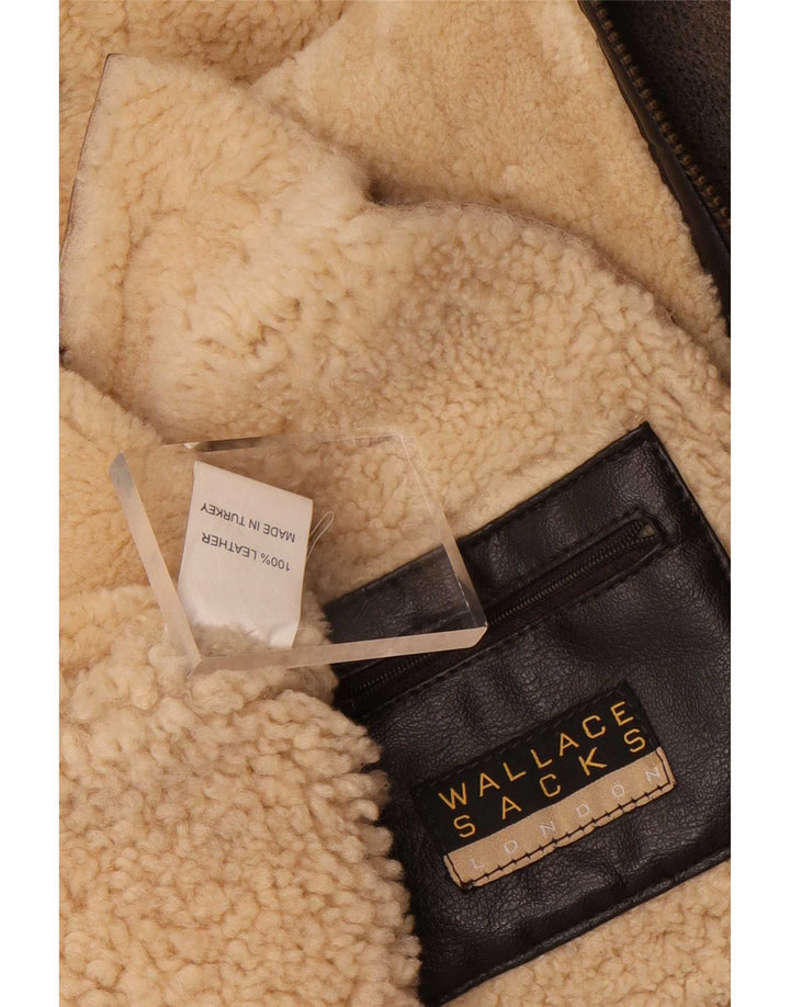 Giacca in shearling da uomo Wallace Sacks UK 40 grande in pelle grigia