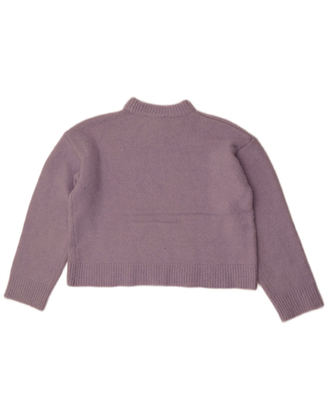 Zara Womens Crop Crew Neck Jumper Sweater UK 14 Medium Purple Polyester