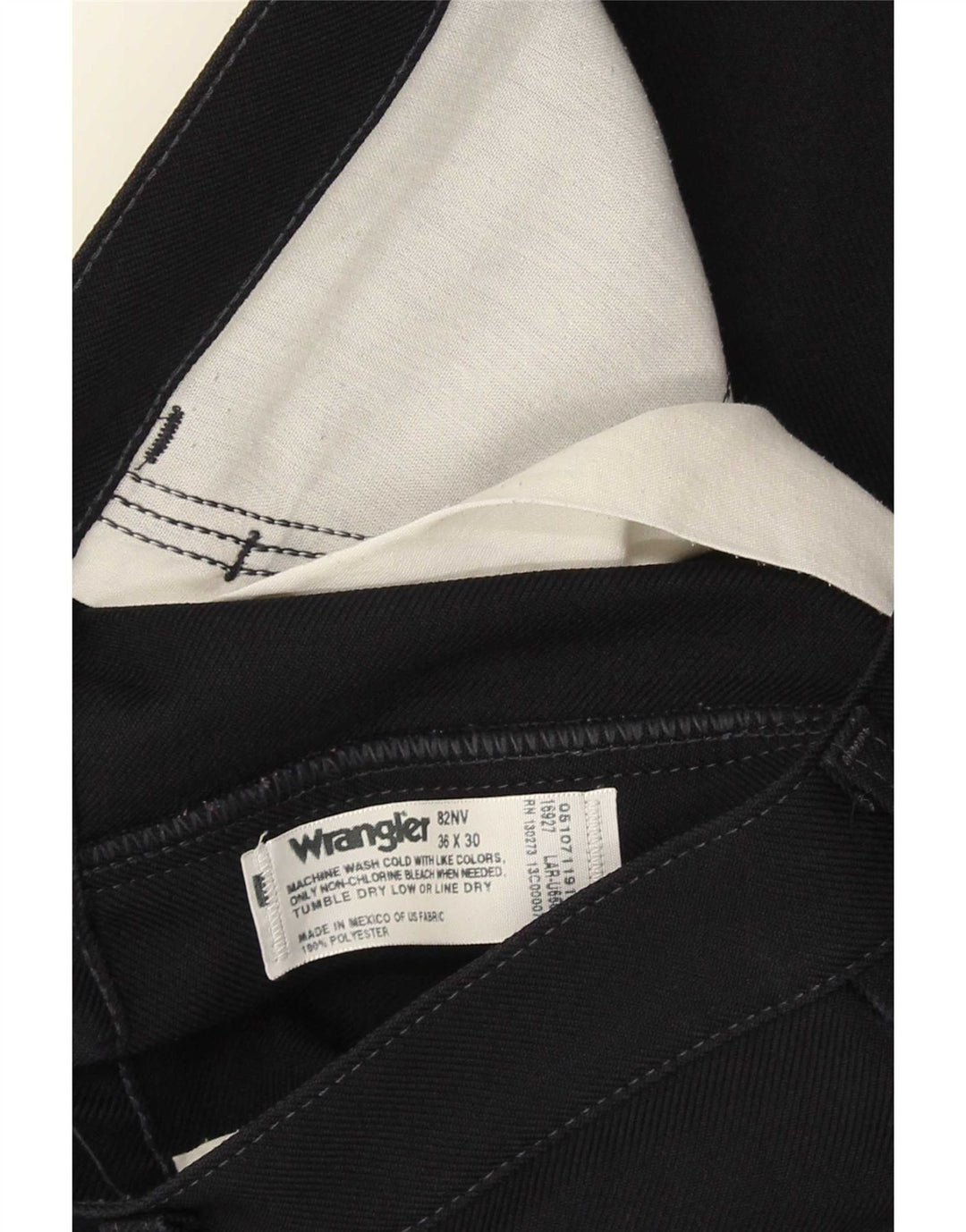 Wrangler Mens Straight Casual Trousers W36 L30 Navy Blue Polyester
