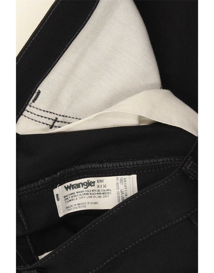 Wrangler Mens Straight Casual Trousers W36 L30 Navy Blue Polyester