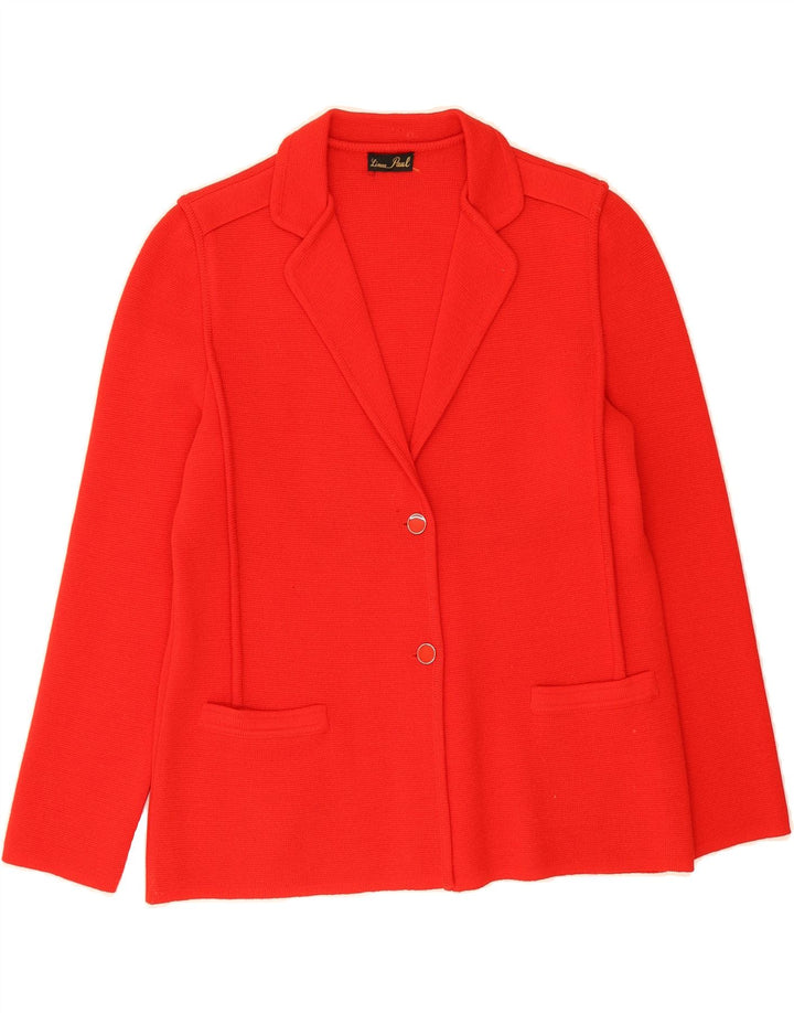 VINTAGE Womens 2 Button Knit Blazer Jacket UK 12 Medium Red Vintage Vintage and Second-Hand Vintage from Messina Hembry 