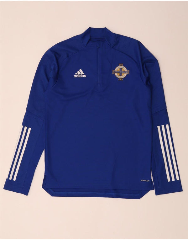 Adidas Uomo Irish Football Zip Neck Pullover Tuta Top Piccola Blu