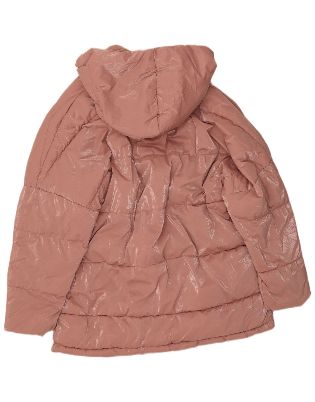 Zara Womens Oversized Hooded Padded Jacket UK 14 Medium Pink Polyamide