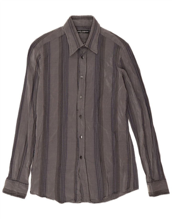 Dolce & Gabbana Herrenhemd, Größe 16 41, groß, grau gestreift