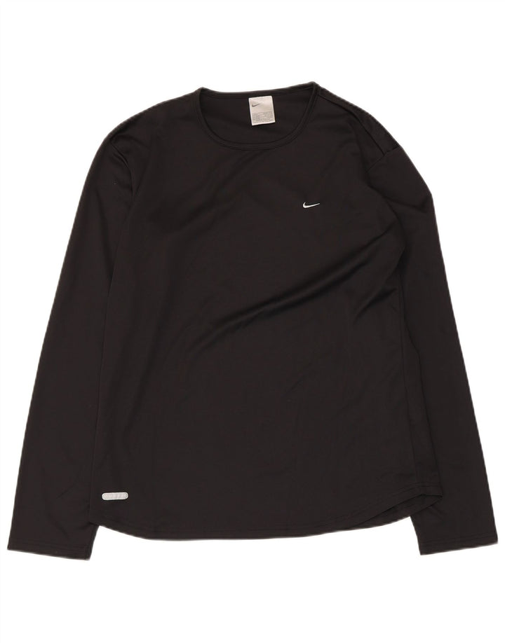Nike Dame Dri Fit Top Langærmet UK 14/16 Large Black Polyester
