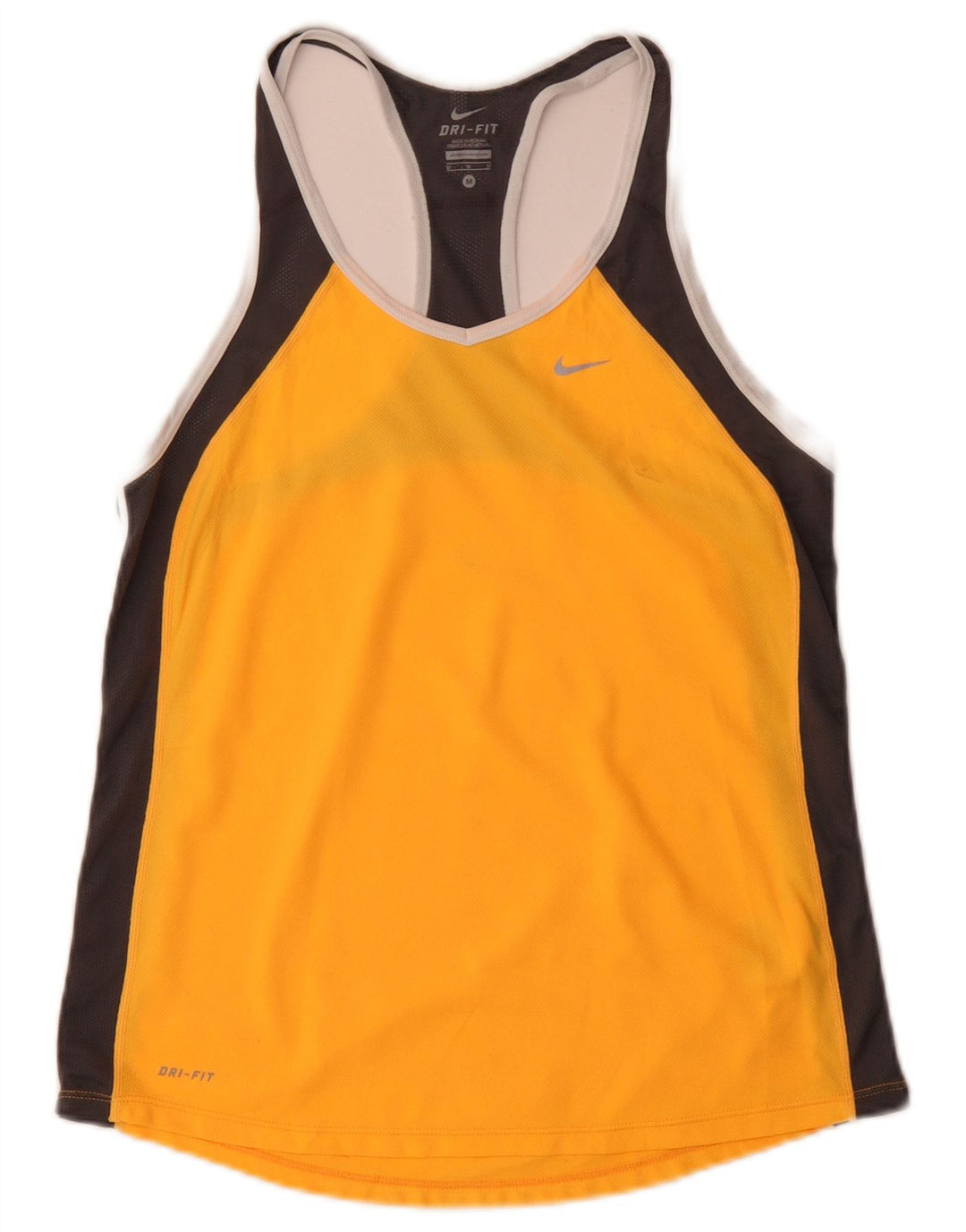 Canotta Nike Dri Fit da donna UK 12 poliestere color block giallo medio