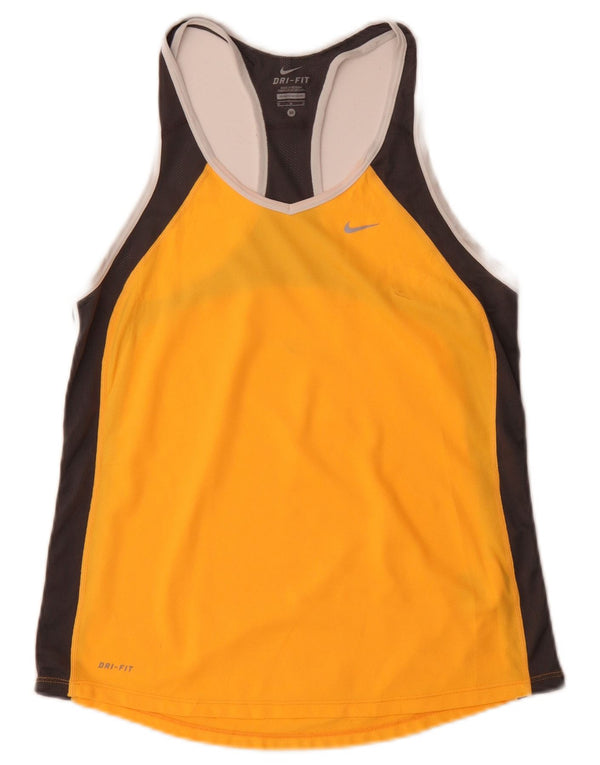 Γυναικείο γιλέκο Nike Dri Fit Top UK 12 μεσαίου κίτρινου χρώματος πολυεστέρας